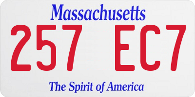 MA license plate 257EC7
