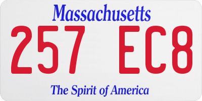 MA license plate 257EC8