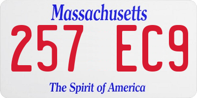 MA license plate 257EC9