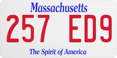MA license plate 257ED9