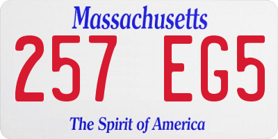 MA license plate 257EG5