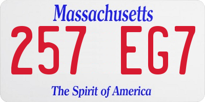 MA license plate 257EG7