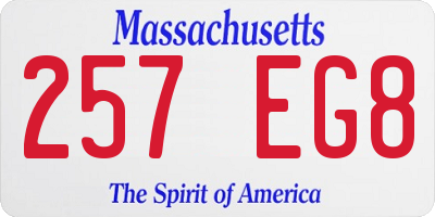 MA license plate 257EG8