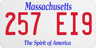 MA license plate 257EI9