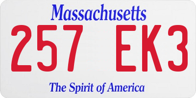 MA license plate 257EK3