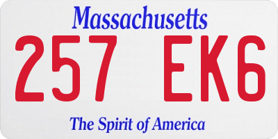 MA license plate 257EK6