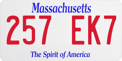 MA license plate 257EK7
