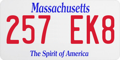 MA license plate 257EK8
