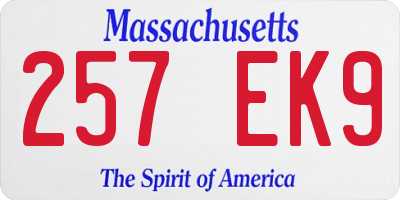 MA license plate 257EK9