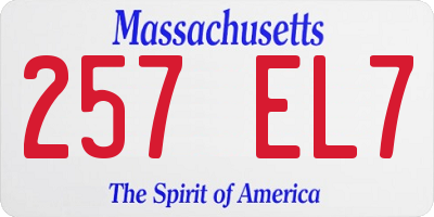 MA license plate 257EL7