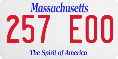 MA license plate 257EO0