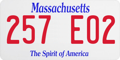 MA license plate 257EO2