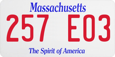MA license plate 257EO3