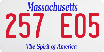 MA license plate 257EO5