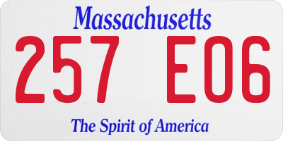 MA license plate 257EO6