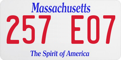 MA license plate 257EO7