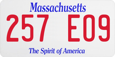 MA license plate 257EO9