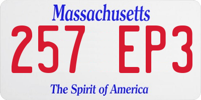 MA license plate 257EP3