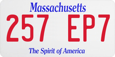 MA license plate 257EP7