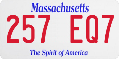 MA license plate 257EQ7