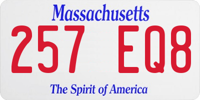 MA license plate 257EQ8