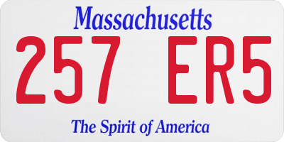 MA license plate 257ER5