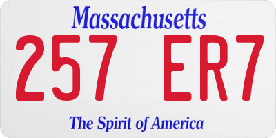 MA license plate 257ER7