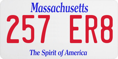 MA license plate 257ER8