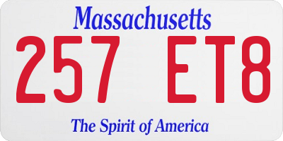 MA license plate 257ET8
