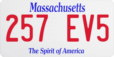 MA license plate 257EV5