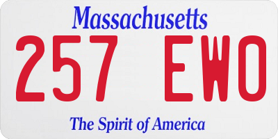 MA license plate 257EW0