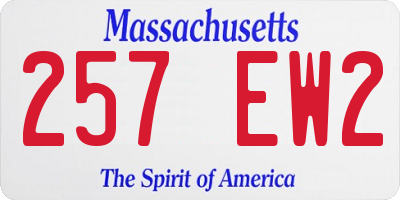 MA license plate 257EW2