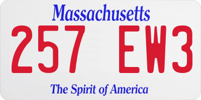 MA license plate 257EW3