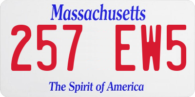 MA license plate 257EW5
