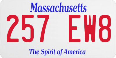 MA license plate 257EW8