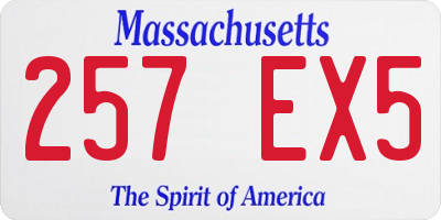MA license plate 257EX5