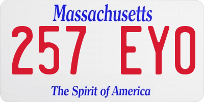 MA license plate 257EY0