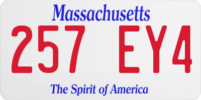 MA license plate 257EY4