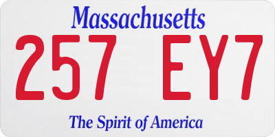 MA license plate 257EY7
