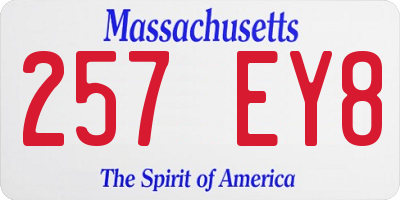 MA license plate 257EY8
