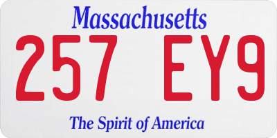 MA license plate 257EY9