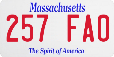 MA license plate 257FA0
