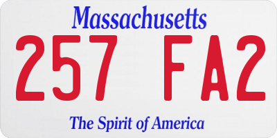 MA license plate 257FA2