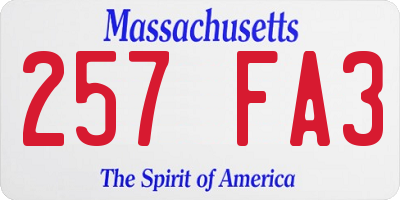 MA license plate 257FA3