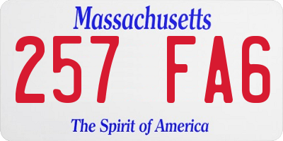 MA license plate 257FA6