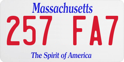 MA license plate 257FA7