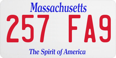 MA license plate 257FA9