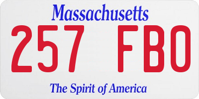 MA license plate 257FB0