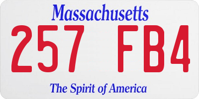 MA license plate 257FB4