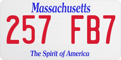 MA license plate 257FB7